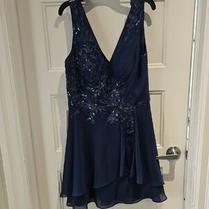 JJs House Deep Blue Floral Mini Dress